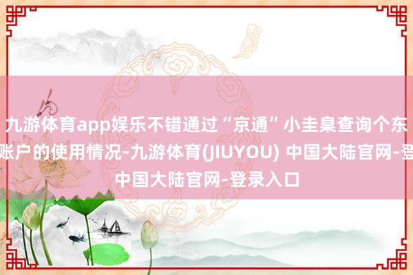九游体育app娱乐不错通过“京通”小圭臬查询个东说念主账户的使用情况-九游体育(JIUYOU) 中国大陆官网-登录入口